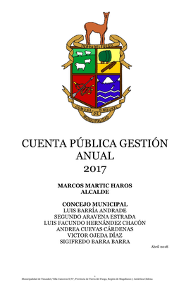 Cuenta Pública Gestión Anual 2017