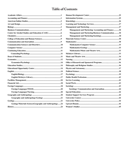 Table of Contents