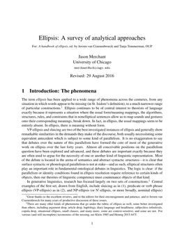 Ellipsis: a Survey of Analytical Approaches