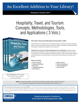 Hospitality, Travel, and Tourism: Concepts, Methodologies, Tools, and Applications ( 3 Vols.)