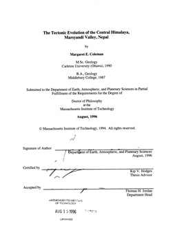 The Tectonic Evolution of the Central Himalaya, Marsyandi Valley, Nepal