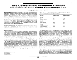 The Correlation Between Cancer Incidence and Kava Consumption