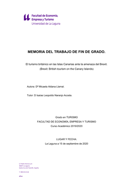 Memoria Del Trabajo De Fin De Grado