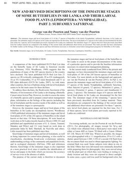 New and Revised Descriptions of the Immature Stages of Some Butterflies in Sri Lanka and Their Larval Food Plants (Lepidoptera: Nymphalidae)