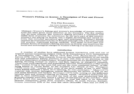 Women's Fishing on Kosrae: a Description of Past and Present Present and Past of Description a Kosrae: on Fishing Women's