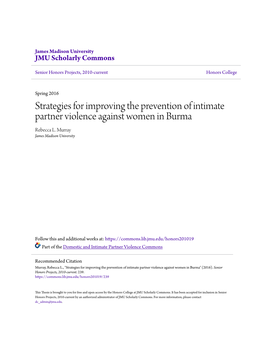 Strategies for Improving the Prevention of Intimate Partner Violence Against Women in Burma Rebecca L