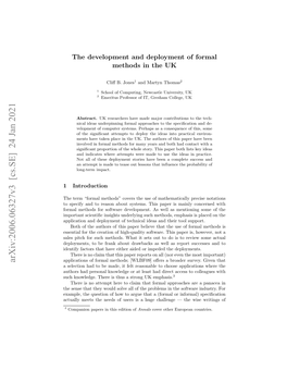 Arxiv:2006.06327V3 [Cs.SE] 24 Jan 2021 Applications of Formal Methods; [WLBF09] Oﬀers a Broader Survey