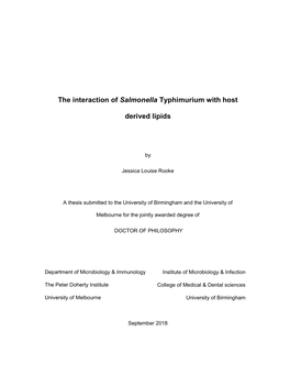 The Interaction of Salmonella Typhimurium with Host Derived Lipids