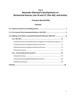 Alexander Macleod's Developments on Benlamond Avenue, Lots 16 And