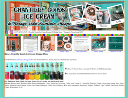 Chantilly Goods Ice Cream Menu PDF