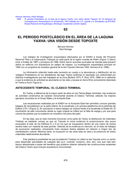 62 El Periodo Postclásico En El Área De La Laguna Yaxha: Una Visión Desde Topoxte