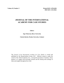 Journal of the International Academy for Case Studies