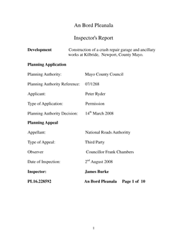 An Bord Pleanala Inspector's Report