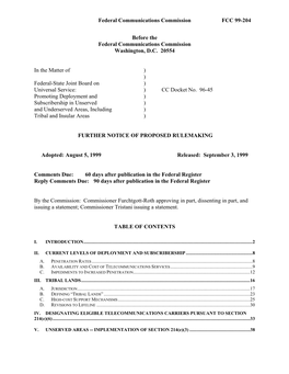 Federal Communications Commission FCC 99-204 Before the Federal