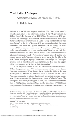 The Limits of Dialogue Washington, Havana, and Miami, 1977–1980