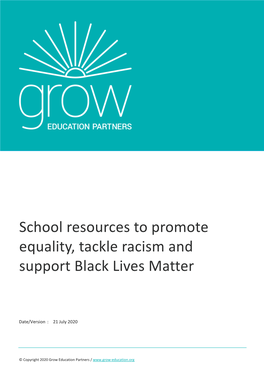 School Resources to Promote Equality, Tackle Racism and Support Black