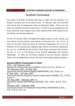 Scottish Command History & Personnel