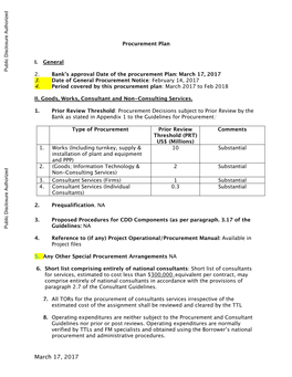 Date of General Procurement Notice: February 14, 2017 4