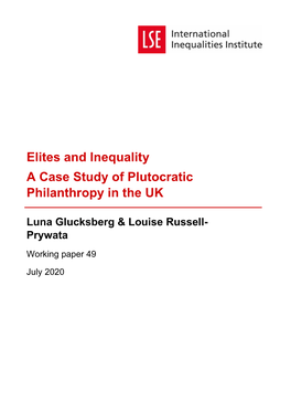 Elites and Inequality a Case Study of Plutocratic Philanthropy in the UK