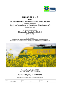 ANHÄNGE 1 – 8 Der