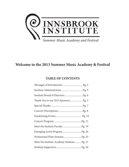 The 2013 Summer Music Academy & Festival