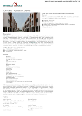 VGN Platina - Ayappakam, Chennai 1BHK, 2BHK, 3BHK Residential Apartments in Ayapakkam, Chennai