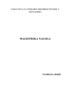 Magistrska Naloga