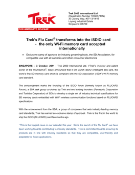 Trek's Flu Card® Transforms Into the Isdio Card
