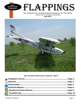 The Greatest Hicks Airfield Related Newsletter on the Planet Almost 300 in Circulation Worldwide! Aug 2010