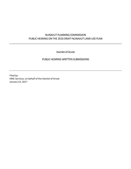 Nunavut Planning Commission Public Hearing on the 2016 Draft Nunavut Land Use Plan