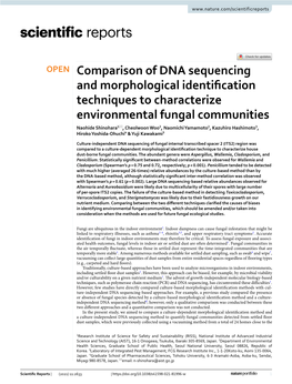 Comparison of DNA Sequencing and Morphological Identification