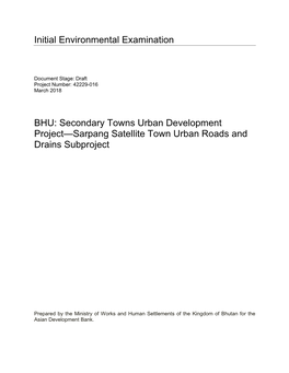 Sarpang Satellite Town Urban Roads and Drains Subproject