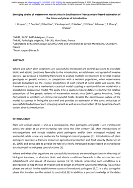 Emerging Strains of Watermelon Mosaic Virus in Southeastern France: Model-Based Estimation of the Dates and Places of Introduction