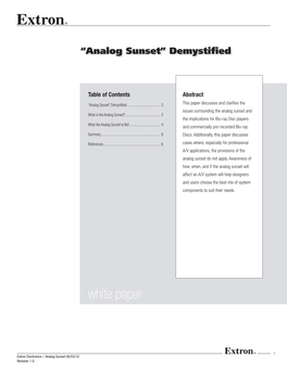 Analog Sunset” Demystified