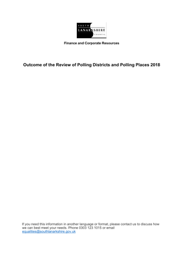 Outcome of the Review of Polling Districts and Polling Places 2018