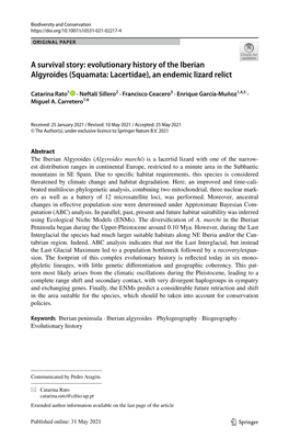 A Survival Story: Evolutionary History of the Iberian Algyroides (Squamata: Lacertidae), an Endemic Lizard Relict