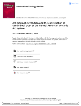 Arc Magmatic Evolution and the Construction of Continental Crust at the Central American Volcanic Arc System