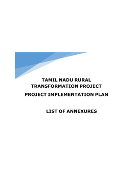 Tamil Nadu Rural Transformation Project Project Implementation Plan List Of