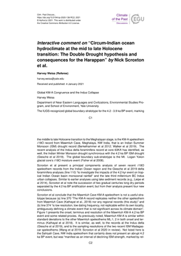 Circum-Indian Ocean Hydroclimate at the Mid to Late Holocene Transition: the Double Drought Hypothesis and Consequences for the Harappan” by Nick Scroxton Et Al