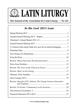 In the Lent 2013 Issue