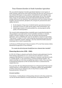 Trace Element Disorders in South Australian Agriculture