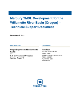 Mercury TMDL Development for the Willamette River Basin (Oregon) – Technical Support Document