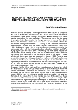 Individual Rights, Discrimination and Special Measures