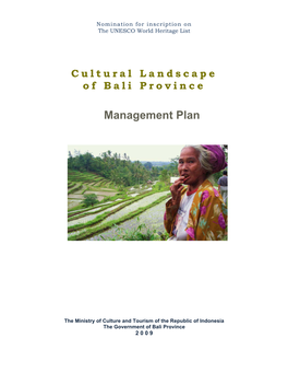 Cultural Landscape of Bali Province Management Plan