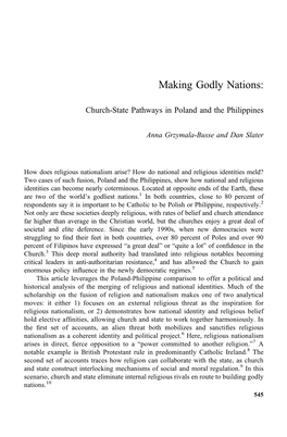 Making Godly Nations: Church-State Pathways in Poland and The