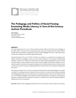 The Pedagogy and Politics of Racial Passing: Examining Media Literacy in Turn-Of-The-Century Activist Periodicals