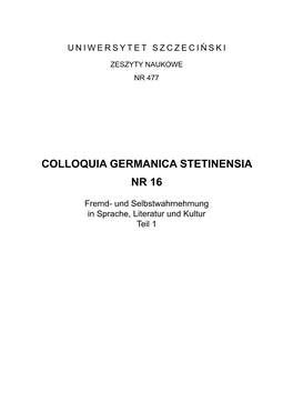 Colloquia Germanica Stetinensia Nr 16