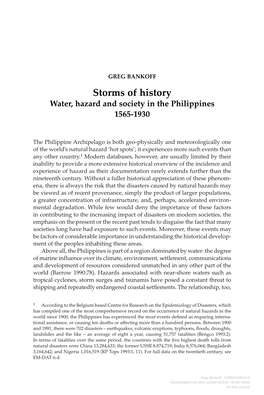 Storms of History Water, Hazard and Society in the Philippines 1565-1930