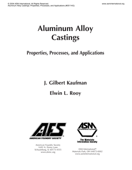 Aluminum Alloy Castings: Properties, Processes, and Applications (#05114G)