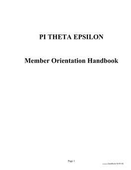 PI THETA EPSILON Member Orientation Handbook